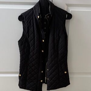 Black Quilted Vest with Gold Accents